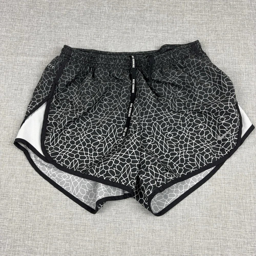 Nike Dri-FIT Running Shorts Mens Small Black 4 Inseam Lined Zip Pocket Geometric